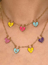 wearing Custom Macaron Initial Necklace